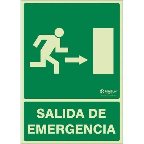 señal 900 plast.297x210''s.emerg.dch''lum. salida emergencia flecha dcha(letra-pictograma) (1/2)