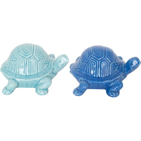 Blaue Schildkrötenfigur aus Keramik – maritime und nautische Dekoration für Zuhause, originelle Geschenke und Accessoires im Küstenstil
