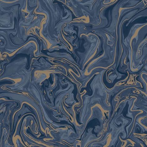 Fine Decor Marble Navy Blue Gold Metallic Paste The Paper Wallpaper (1/4)