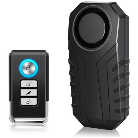 Sistema di allarme per bicicletta con telecomando, allarme wireless ad altissima potenza da 113 dB, allarme antifurto per monopattini elettrici e sensore di vibrazione impermeabile IP65 sul portellone
