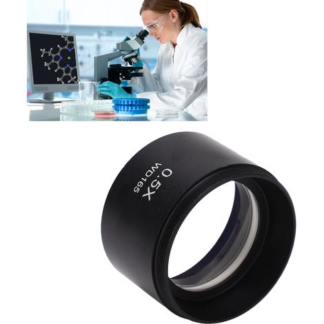 Microscope RF4 avec lentille en verre de Barlow, objectif auxiliaire et objectif de caméra 0,5X. (1/5)