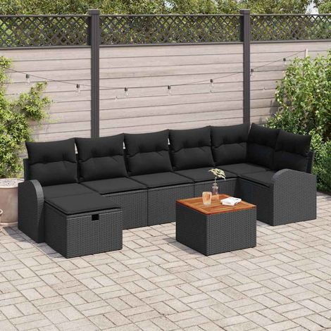 Teenpull – Gartensofa-set 8 Stk. Schwarz Poly-Rattan (1/5)