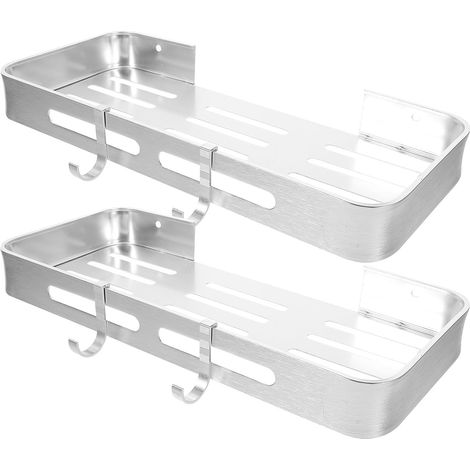 Étagère murale de douche en alliage d'aluminium antirouille avec crochet, organisateur polyvalent (1/5)