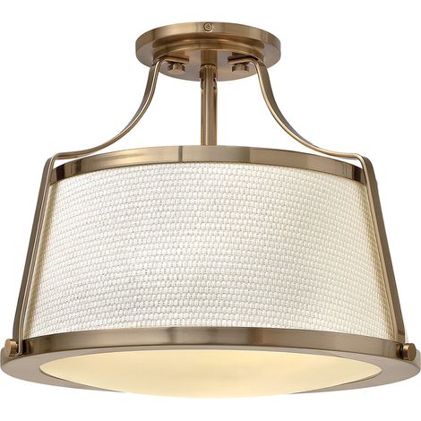 Plafoniera soggiorno lampada stile vintage acciaio lino color crema D 40,6 cm 3 luci (1/5)