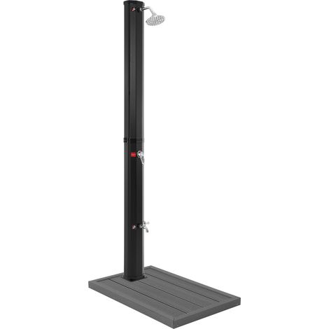 ML-Design Douche Solaire 35 L 217 cm Carré Noir avec Plaque de Sol Gris Foncé, Incl. Douchette à Pied et Pommeau de Douche à Effet Pluie Eau Chaude jusqu'à 60°C avec Raccord pour Tuyau d'Arrosage (1/5)