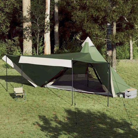 vidaXL Tente familiale tipi 8 personnes vert imperméable (1/5)
