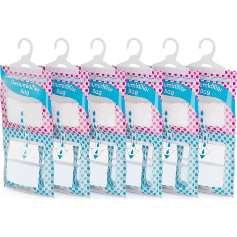 6 Sachets Absorbeurs d'Humidité à Suspendre dans Salle de Bain, Voiture, Cuisine, Camping (1/5)