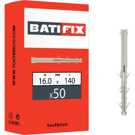 50 chevilles charpente 16x140mm nylon Batifix