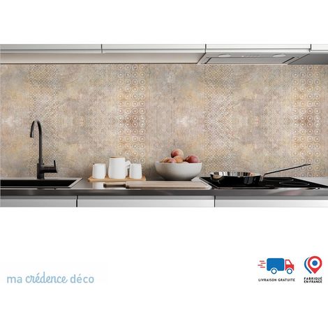 Crédence : Carrelage ethnique et étoilé - Couleur Beige orange - Alu composite - 60 - 120 (1/3)