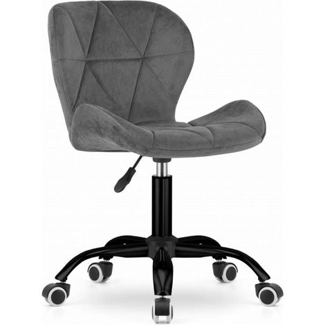 Silla de oficina giratoria con respaldo ancho, terciopelo gris oscuro