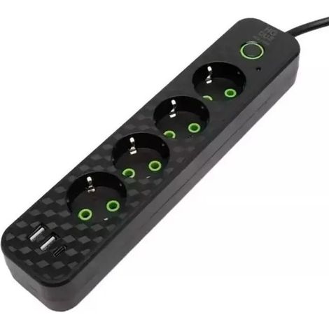 Prise murale européenne à 4 trous avec interrupteur principal et prise USB Type-C (1/3)