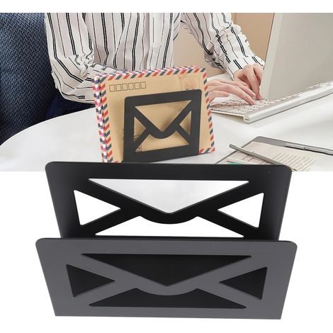 Moderner schwarzer Briefablage-Schreibtischorganizer aus Metall mit Aussparung für Umschläge für Zuhause, Büro, Schule - (Multifunktionaler Organizer, Material: Eisen, Maße: 15 x 5,5 x 9,5 cm, Gewicht (1/5)
