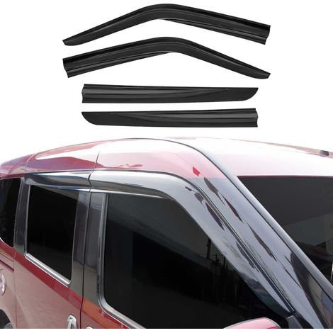 Déflecteurs De Vent Pluie d'air Compatible avec Fiat Doblo 2010-2021 Acrylique 4 Pcs Noir (1/5)