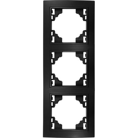 Rahmen 3-Fach für Steckdosen Schalter Unterputz 227x82x8mm vertikal Schwarz Matt