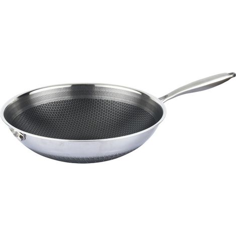 Poêle wok 32cm - GENERIC - Acier inoxydable - Antiadhésif - Compatible induction - Durable (1/4)