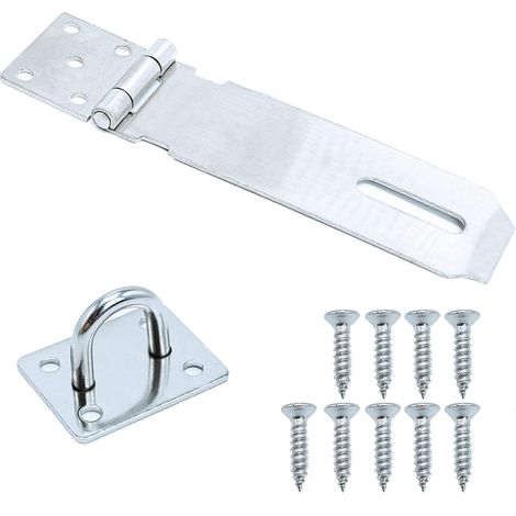 Loquet de Cadenas Agrafe,1 Pièces Porte Fermoir Verrou de Porte Moraillon De Verrou en Acier Inoxydable 5 Pouces Avec Des Vis Porte Cabinet de Sécurité, Fermoir de Cadenas Argent (1/5)