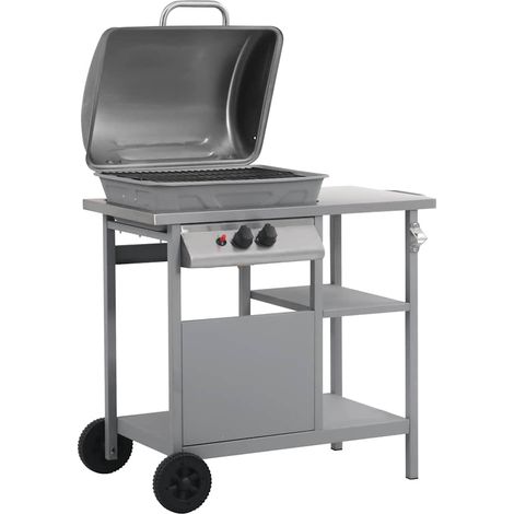 Maison Exclusive - Barbecue e Griglia a Gas con 3 Ripiani e Tavolinetto Argento (1/5)