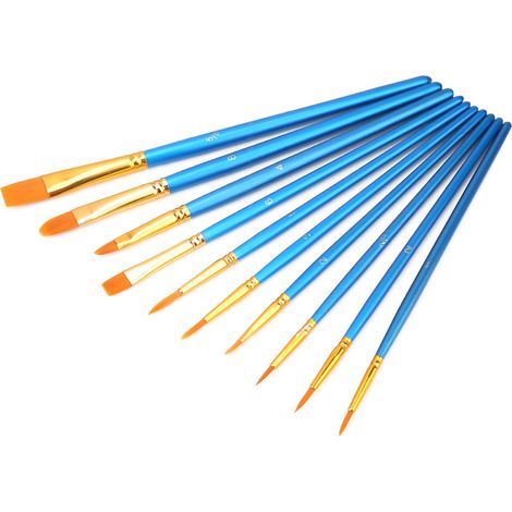 Lot de 10 pinceaux à peinture pour enfants, poils en nylon, kit de dessin artistique, aquarelle et peinture, accessoire créatif (1/5)