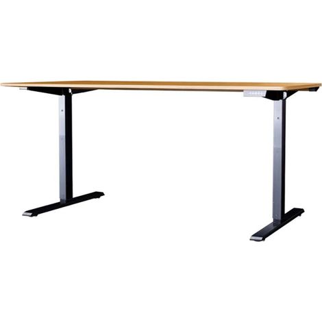 Bureau électrique ZENTOR 160 cm en chêne massif réglable en hauteur – Assis-debout industriel (1/5)