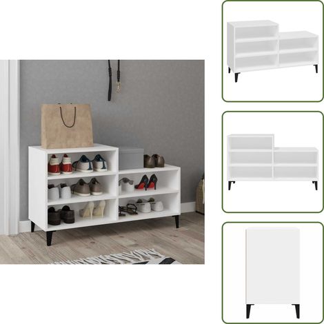 Armoire à chaussures Blanc 102x36x60 cm Bois d'ingénierie - Meuble Chaussure - Rangements Chaussures - Armoire À Chaussures - Meuble Entrée - Rangement Compact (1/5)