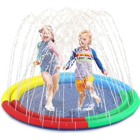 Kinderplanschbecken im Freien mit Sprinklermatte für Kinder und Hunde – rutschfester Sommerspielplatz für Erwachsene und Haustiere
