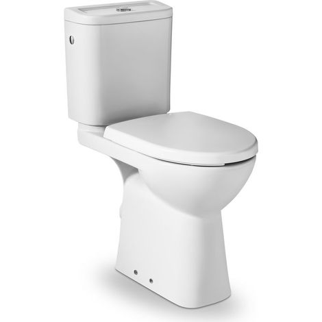 Roca – Pack WC surélevé 3/6L – Alimentation latérale – Cuvette carénée hauteur 48 cm – Abattant antibactérien – Sortie horizontale (1/5)