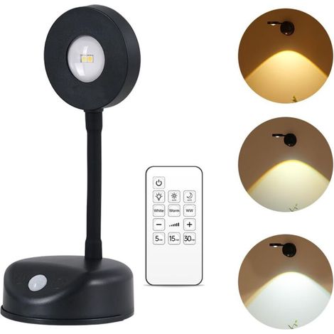 Kabellose Wandleuchte mit Fernbedienung, kabellose Wandleuchte mit 3 Beleuchtungsmodi, USB-wiederaufladbare Bilderleuchte, LED-Bilderleuchte für Schränke, Gemälde, Spiegel, Vitrinen, Schwarz