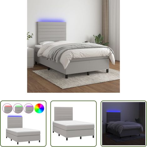 Sommier tapissier - Sommier à lattes de lit et matelas et LED Gris clair 120x200 cm (1/5)
