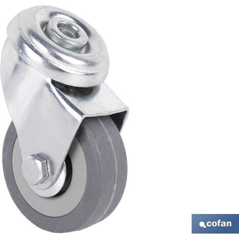 Graues Durchgangsrad Ø50x18mm, Tragkraft bis zu 45 kg, ideal für Möbel.