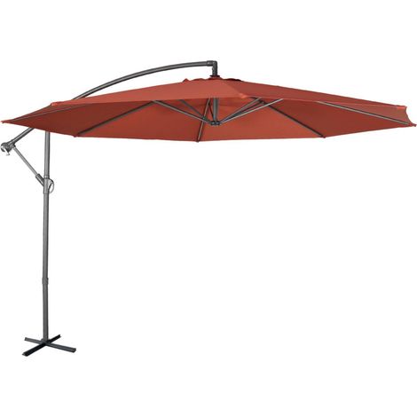 Parasol déporté Ø350cm - Hardelot - Coloris Terracotta. structure anthracite. manivelle anti-retour.