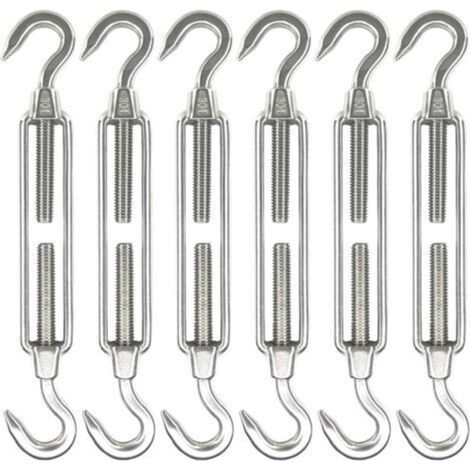 Tendeur À Crochet - Acier Inoxydable M6 - Pour Voile D'ombrage Et Câble Métallique - Débattement 5,8 Cm - Lot De 6 (1/5)