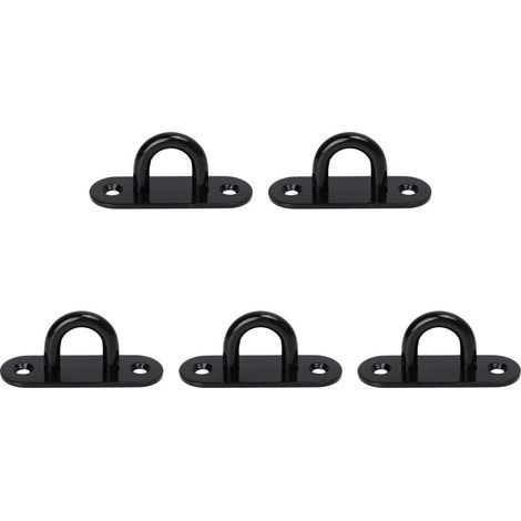 Lot de 5 œillets de fixation ovales noirs de 8 mm (0,31 po) en acier inoxydable, pour plafond et portes. Crochets de plafond renforcés et résistants à la charge. (1/5)