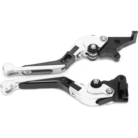 CNC-gefräste Brems- und Kupplungshebel aus Aluminiumlegierung für Motorräder, Ersatz für PCX 125/150 (Trommelbremsversion), alle Baujahre, silber, Paar (1/5)