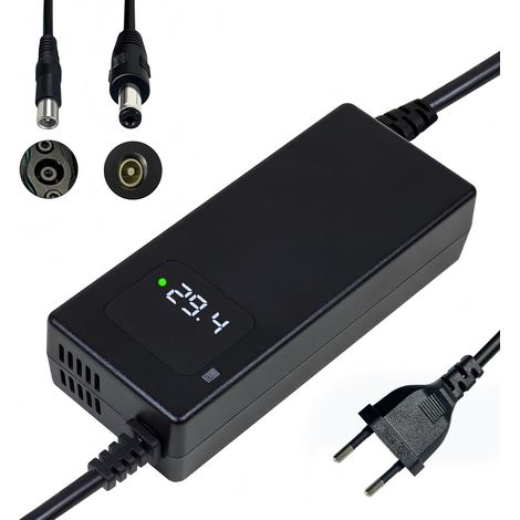 Chargeur Batterie 29.4V 4A, pour Batterie Lithium 24V, avec Affichage LED et Multiples Fonctions de Protection et de réparation, équipé de connecteurs RCA 8mm, DC 5.5 2.1mm (1/5)
