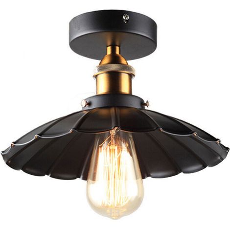 SABIR ANMI plafond lumière moderne Vintage industriel métal noir Bronze Loft Bar Light Shade pendentif rétro plafonnier (noir) (1/5)