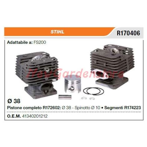 Cilindro pistone segmenti STIHL motosega FS200 R170406