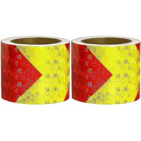 Ruban de sécurité réfléchissant haute visibilité, 2 rouleaux de 3 m x 5 cm, ruban de marquage de signalisation étanche compatible avec les normes de sécurité et de visibilité (1/5)