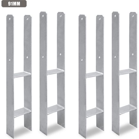 TolleTour Anclaje para postes para exteriores: extra robusto, resistente a la intemperie e ideal para postes de madera en el jardín - 91 mm 4x (1/5)