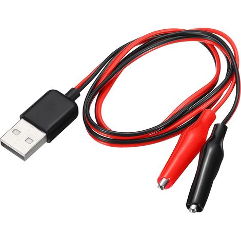 Cable alimentacion 5V USB macho a pinzas de cocodrilo 1 M rojo-negro (1/5)