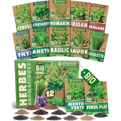 Kit de Graines d'Herbes Aromatiques bio - 12 variétés anciennes (1/5)