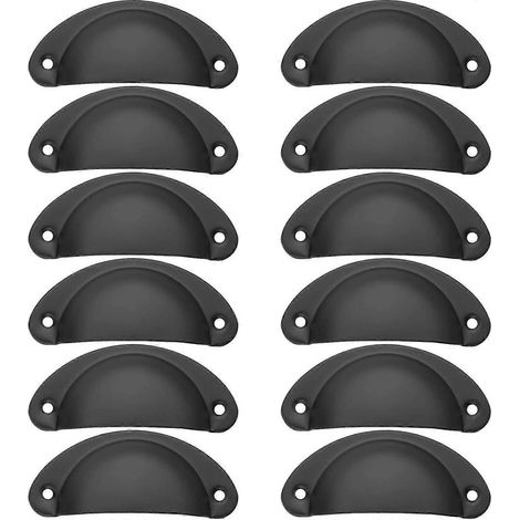 Lot de 12 poignées vintage en forme de coquillage pour tiroirs et placards de cuisine, poignées de porte de placard rétro en fer courbé. (1/5)