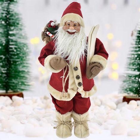 Statuina Babbo Natale Rosso Statuetta 80cm Vestiti in Tessuto Addobbo Natalizio (1/4)