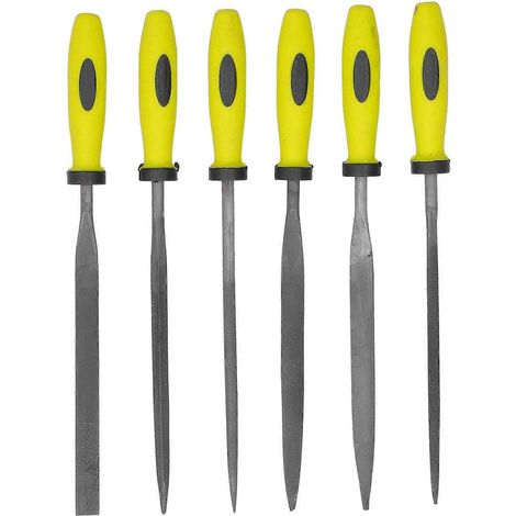 Ensemble de 6 petites limes en acier pointues, carrées, rondes, triangulaires et plates pour le polissage des métaux (SIL-11)