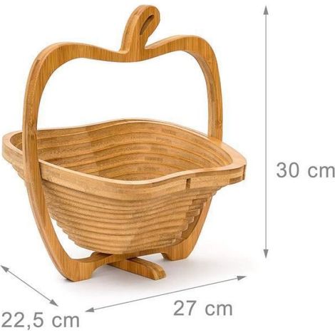 Corbeille à Fruits en Forme de Pomme - Nouveauté en Bambou - Design Original en Spirales (1/4)