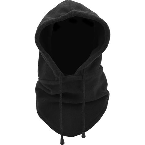 Cagoule d'Hiver Polaire avec Visière - Capuche Anti-Vent pour Ski et Snowboard - Cagoule Multifonction Noire