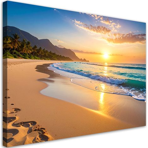 Wandbild Strand Meer Sonnenuntergang Landschaft 120x80 (1/5)