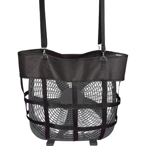 Soporte para ventilador de establo, plegable, estable y ajustable de nailon  Soporte para ventilador de establo - Para remolques, graneros, establos, ranchos y granjas ganaderas durante el día (1/5)