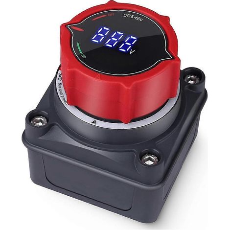 Interrupteur coupe-batterie principal 5-60 V CC avec voltmètre pour bateau, voiture, camion et camping-car (1/5)