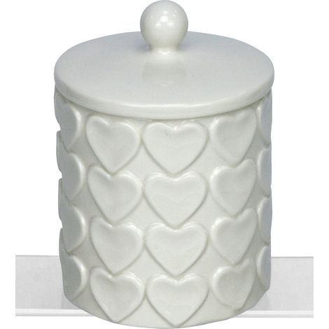 Linea Due Elle Candela Porcellana con Cuori 8,5 x 8,5 x 12 Cm Bianco