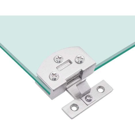 AIDUCHO 1 par de bisagras para puertas de cristal para armarios, vitrinas, vinotecas, bisagras de clip, repuestos, aptas para cristal de 5-8 mm de grosor (plateadas) (1/5)